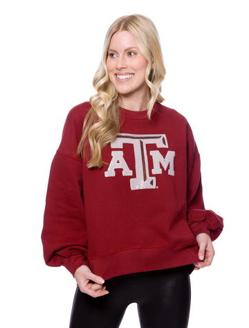 The Texas A&M Sequin Balloon Pullover