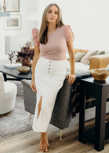 MAXI DENIM SKIRT IN WHITE