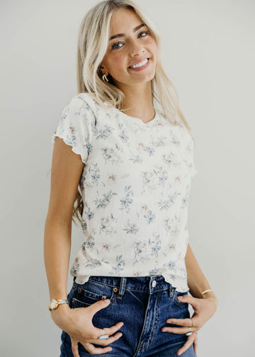 LETTUCE EDGE TEE IN VINTAGE BLUEBELL
