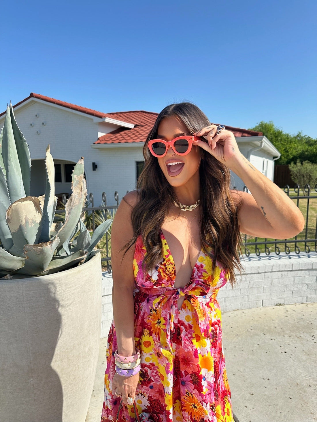 Zena Plunging Neck Maxi Dress - Sunshine
