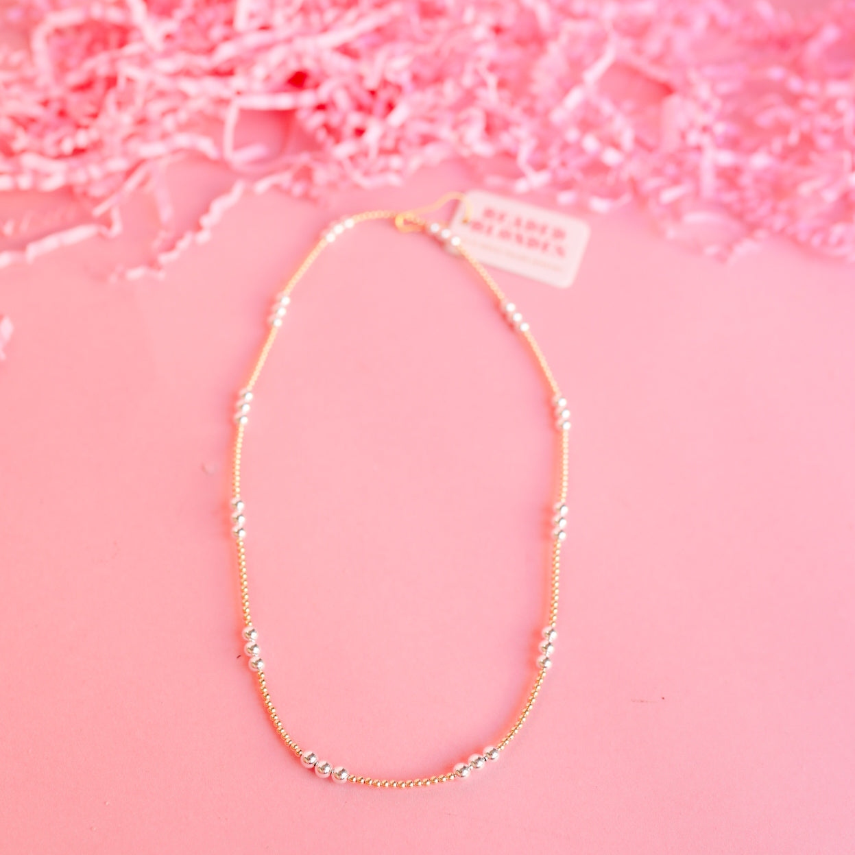 ILY Mixed Metal Beaded Necklace
