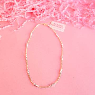 ILY Mixed Metal Beaded Necklace