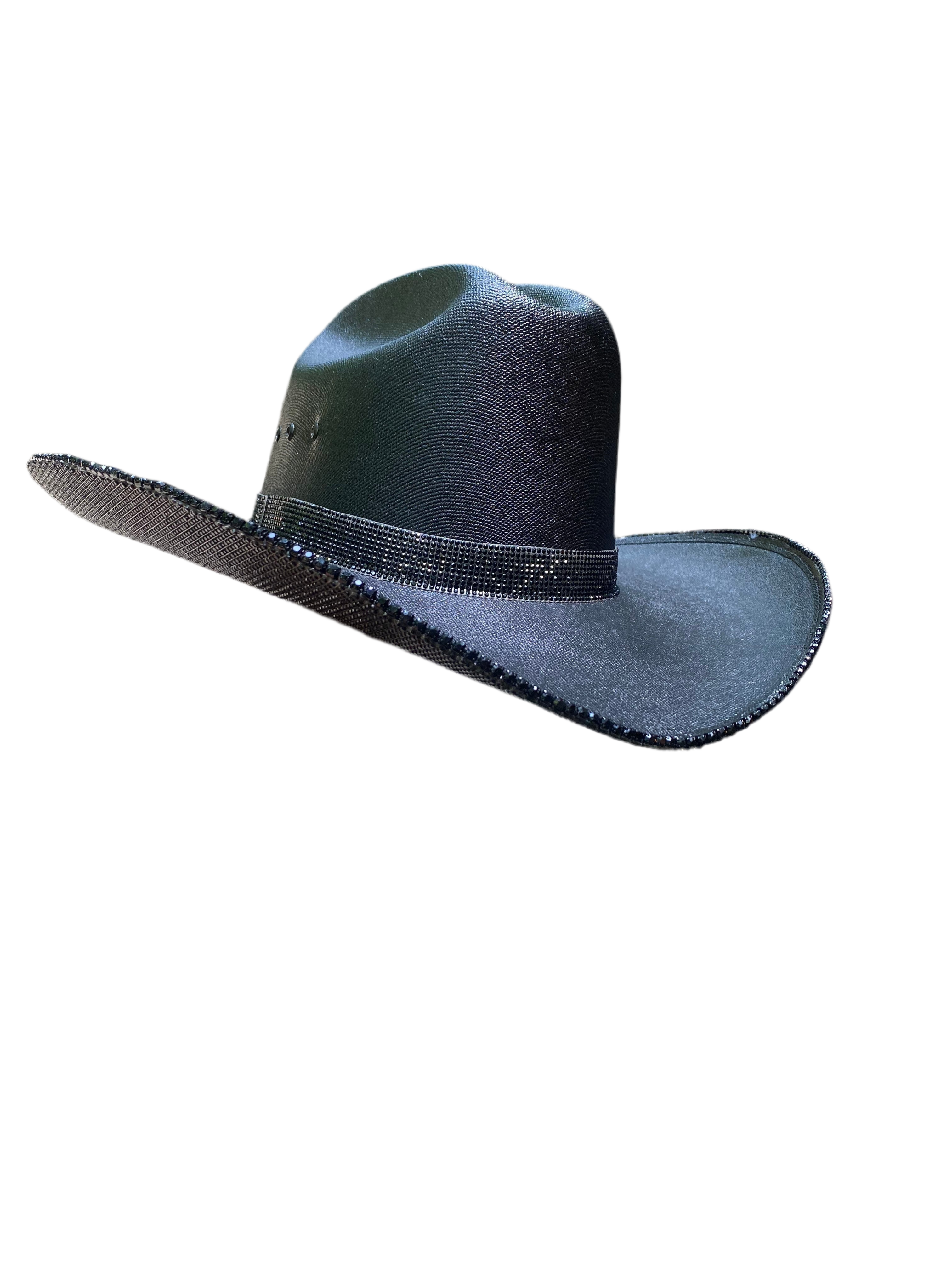 Blacked Out Rhinestone Cowgirl Hat - Underneath Only
