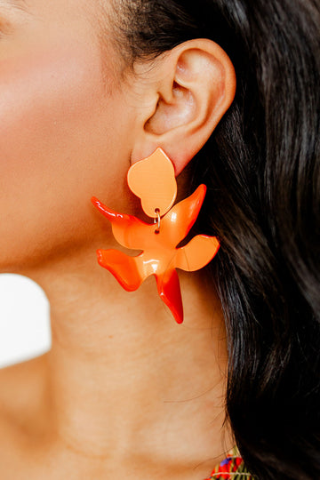 Flora Earring - Metallic Orange
