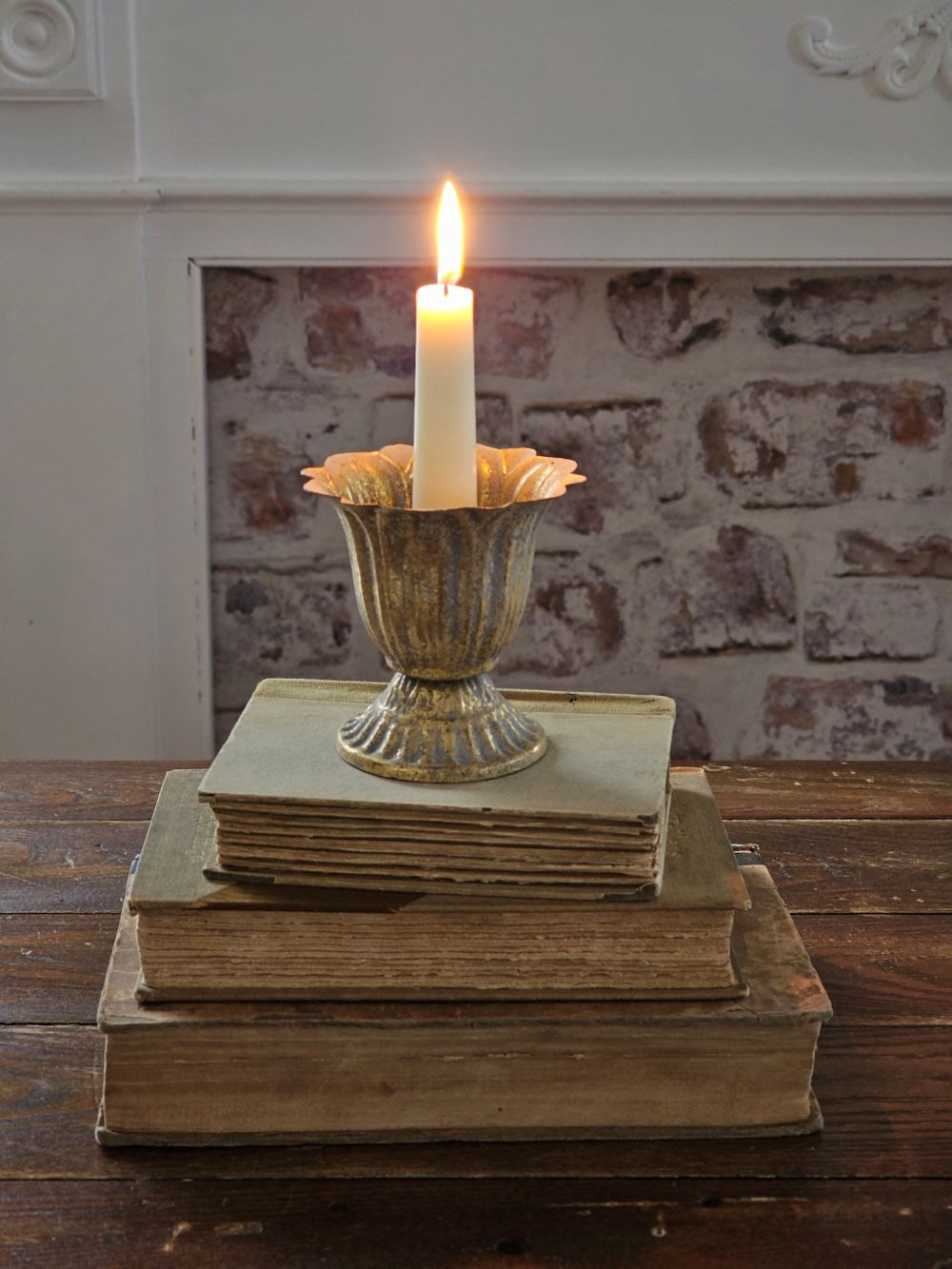 Aged Gold Fluted Urn Taper Candle Cup