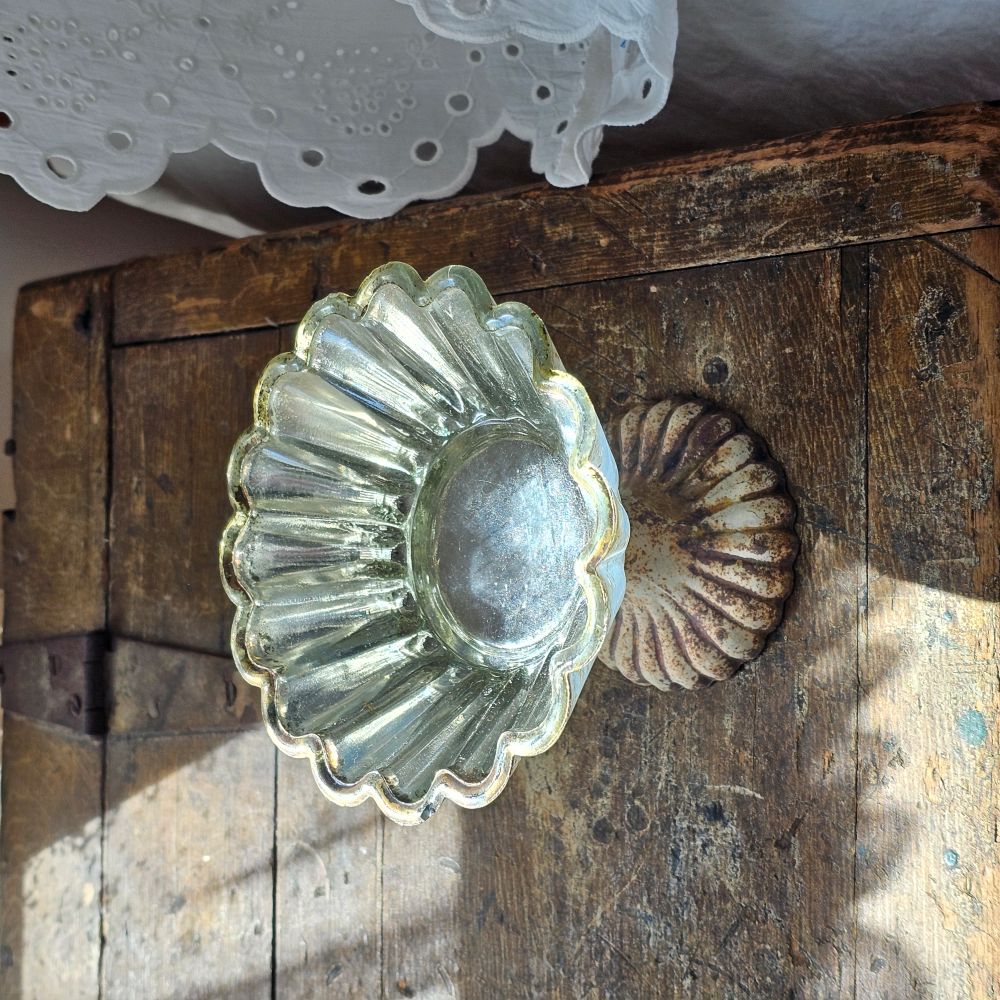 Distressed Mercury Glass Style Pedestal Bowl