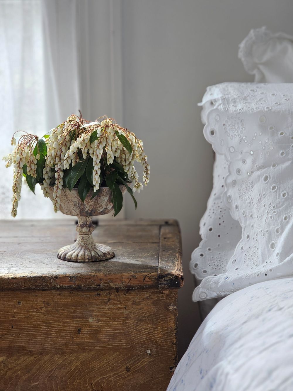 Distressed Mercury Glass Style Pedestal Bowl