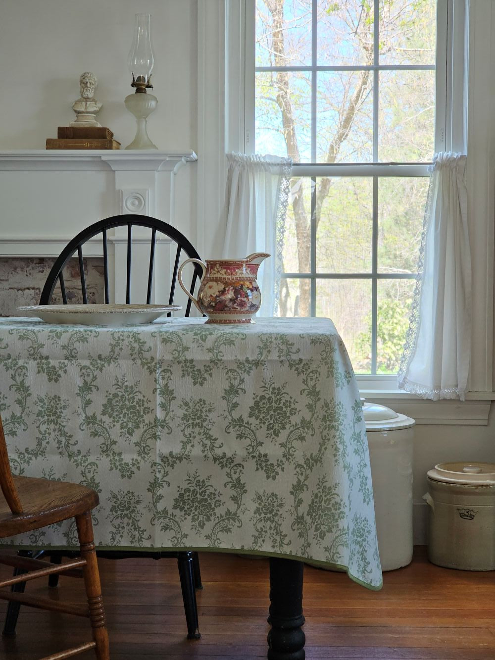 Green French Floral Tablecloth