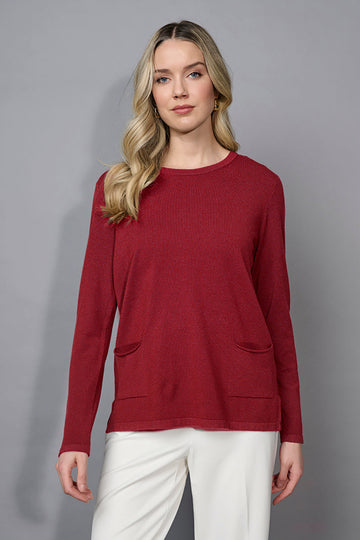 Crew Neck Top With Pockets