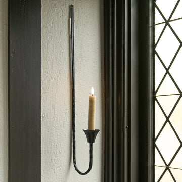 Blacksmith Forged Taper Candle Wall Sconce with Twist Design