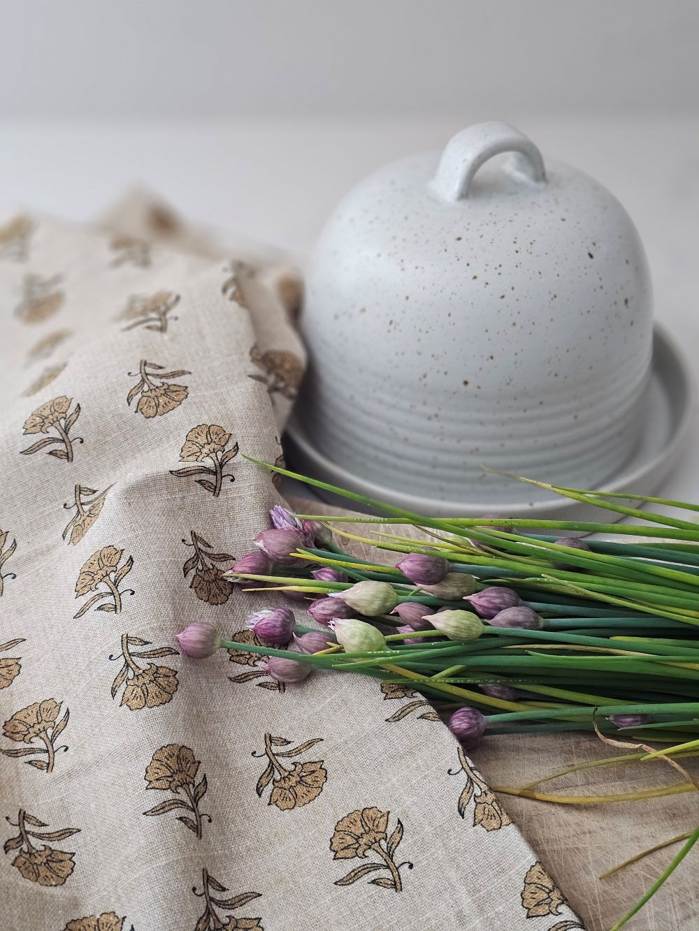 Block Print Mustard Flowers Tea Towel Set