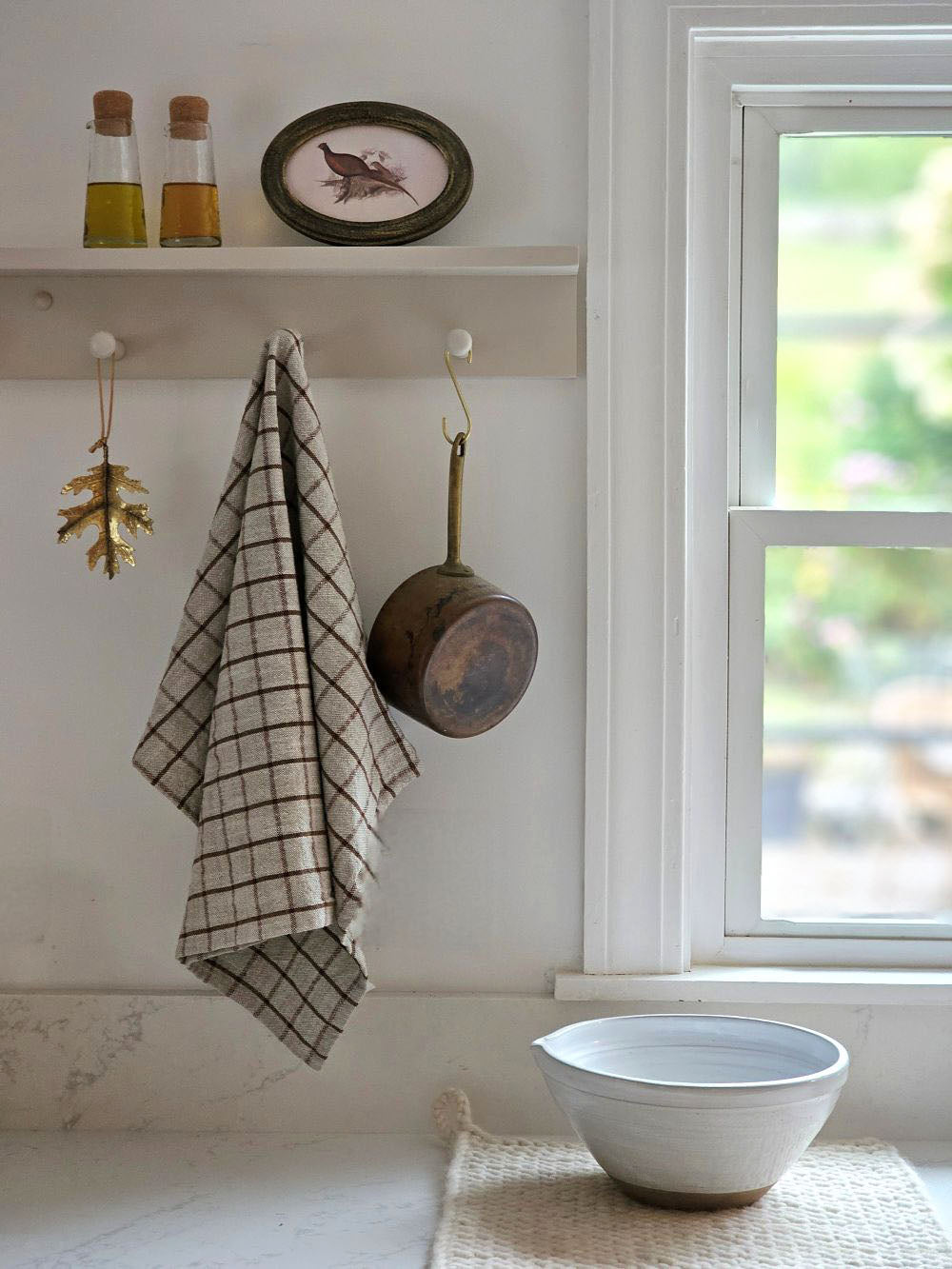 Chestnut and Flax Check Kitchen Towel Set