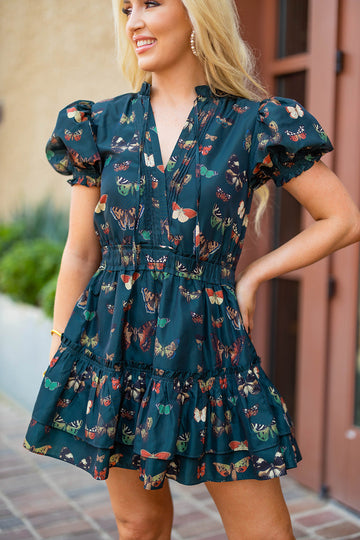 Clementine Elastic Waist Mini Dress- Dragonfly