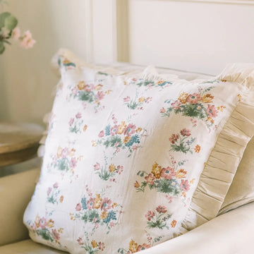 Cottage Rose Floral Ruffled Euro Sham