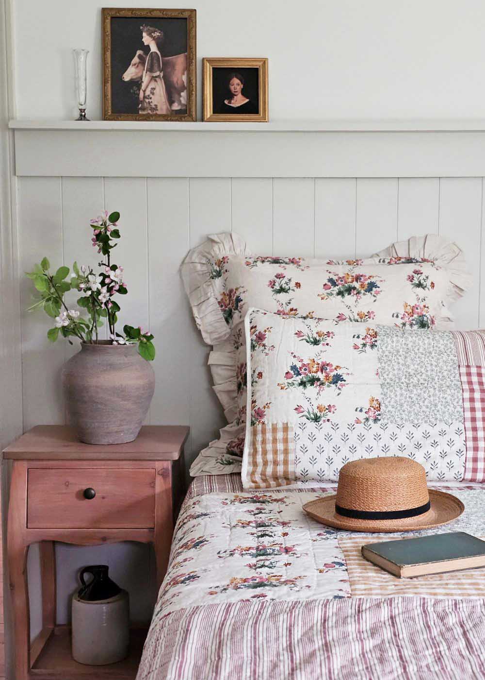 Cottage Rose Patchwork Quilted Sham
