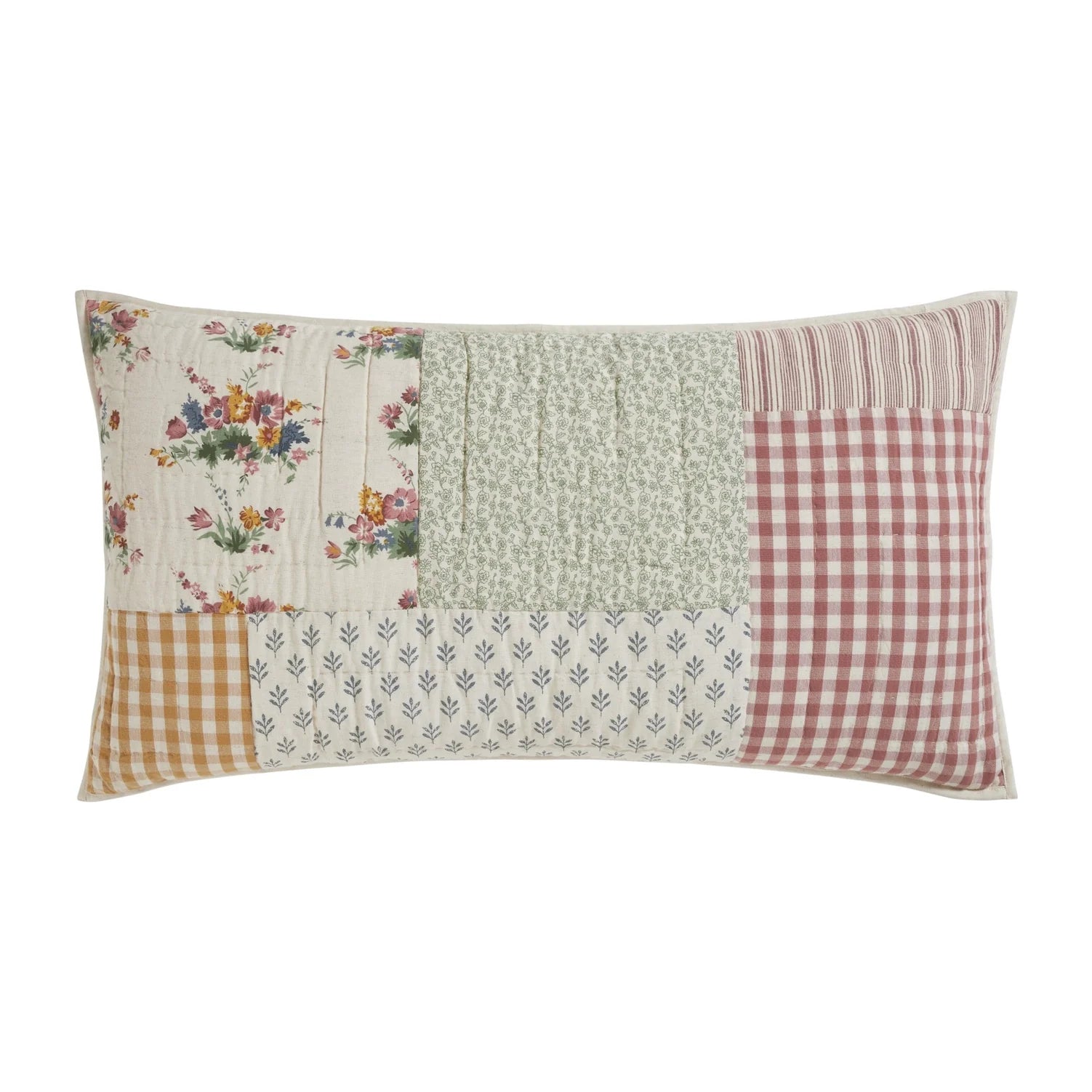 Cottage Rose Patchwork Quilted Sham