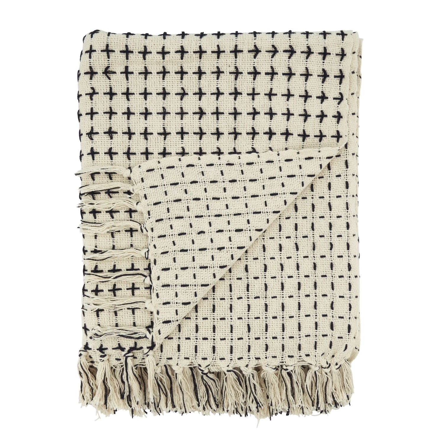 Cross Stitched Reversible Throw Blanket