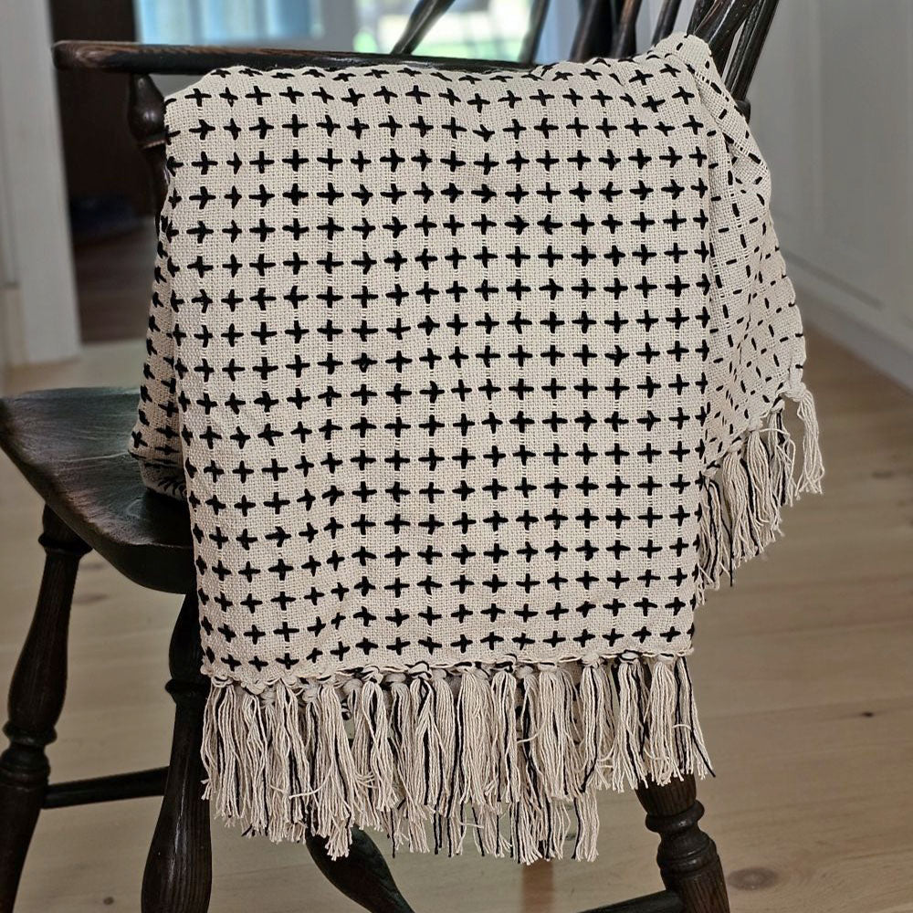 Cross Stitched Reversible Throw Blanket