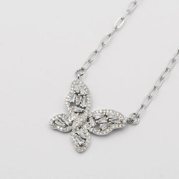 Crystal Butterfly Silver Necklace