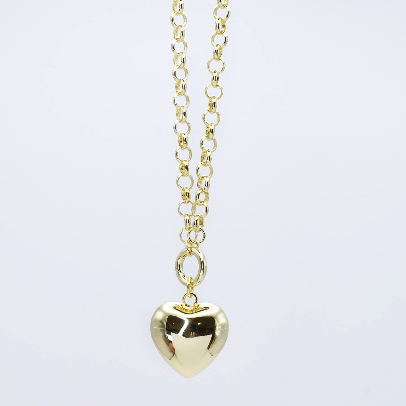 Dainty Chain Puffy Heart Necklac