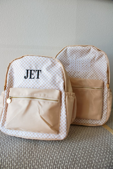 Tan Checkered Backpack
