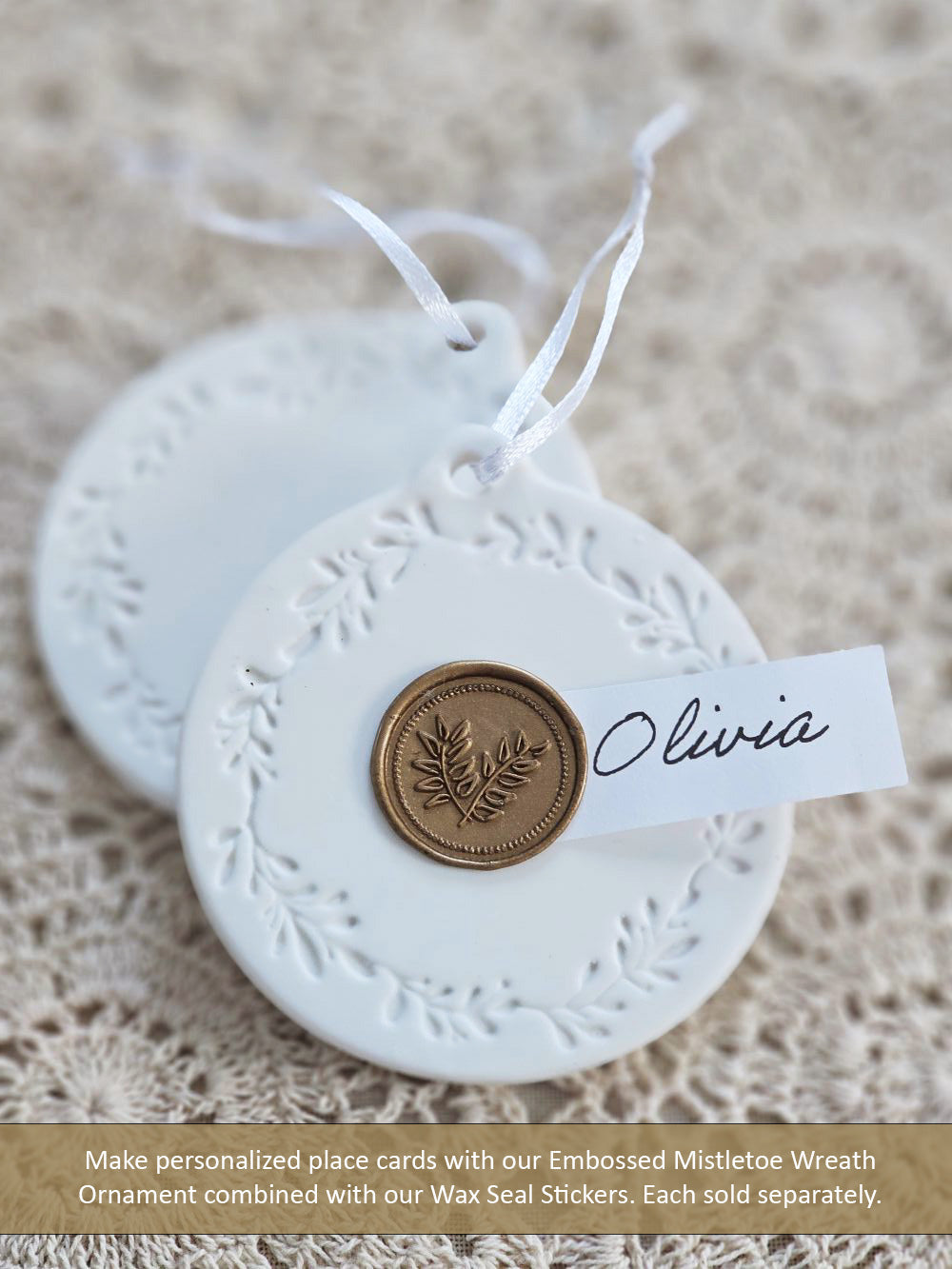 Wax Seal Sticker with Laurel Leaf Design, Set of Six