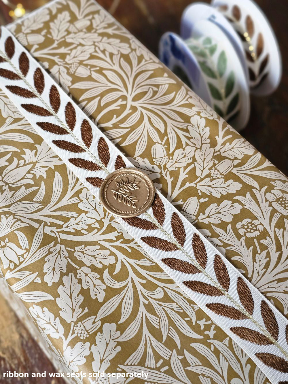 Wax Seal Sticker with Laurel Leaf Design, Set of Six