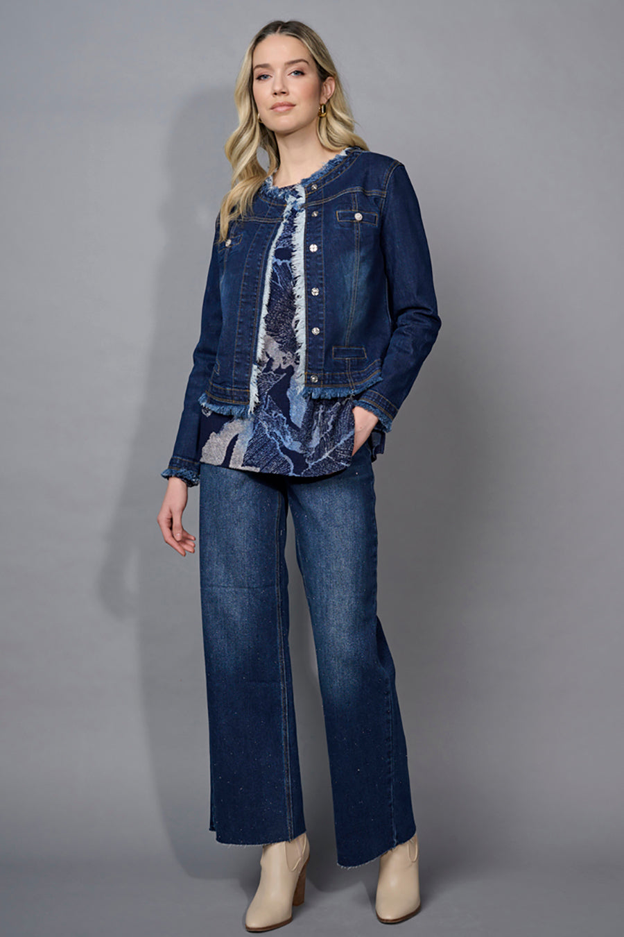 Glitter Wide-Leg Full-Length Jeans