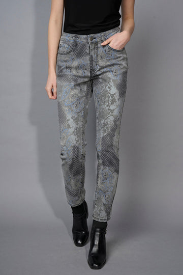 Slim-Leg Full-Length Printed Jeans