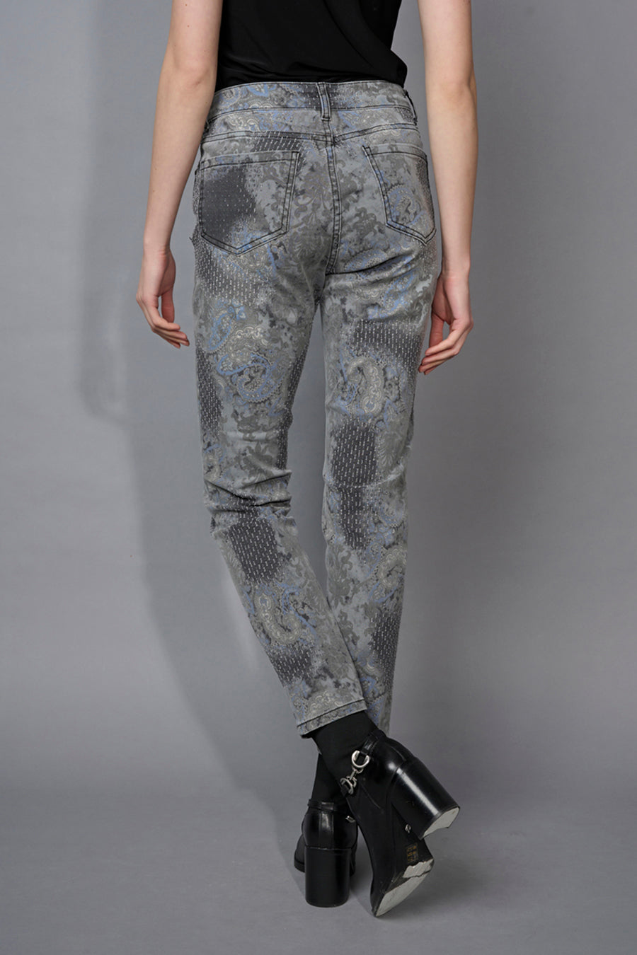 Slim-Leg Full-Length Printed Jeans