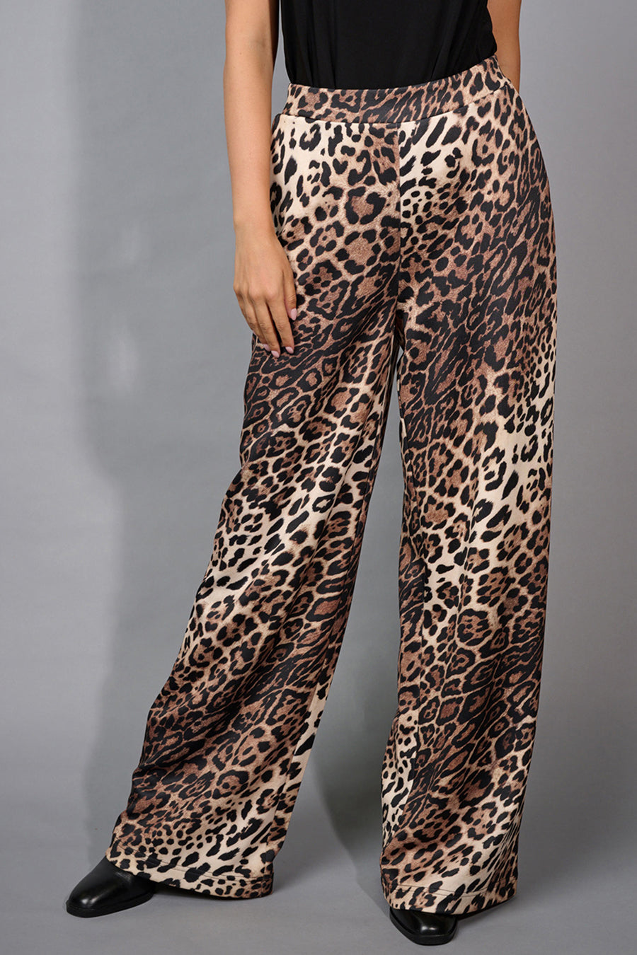 Animal Print Wide-Leg Pants