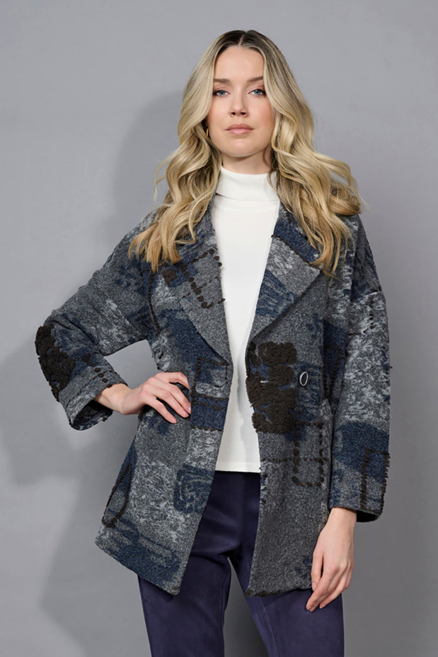 Textured Lapel Collar Jacket