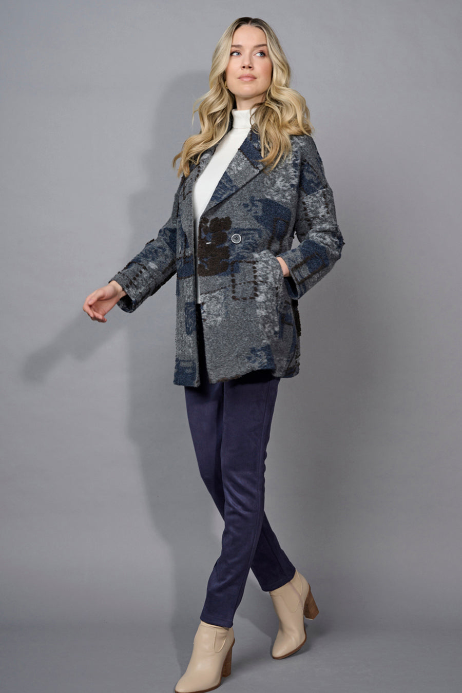 Textured Lapel Collar Jacket