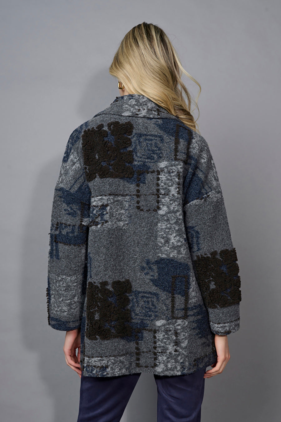Textured Lapel Collar Jacket