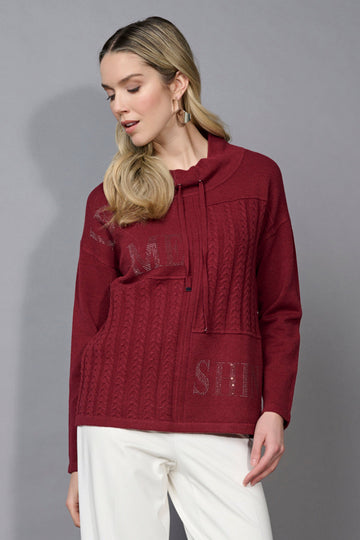 Mock-Neck Drawstring Top