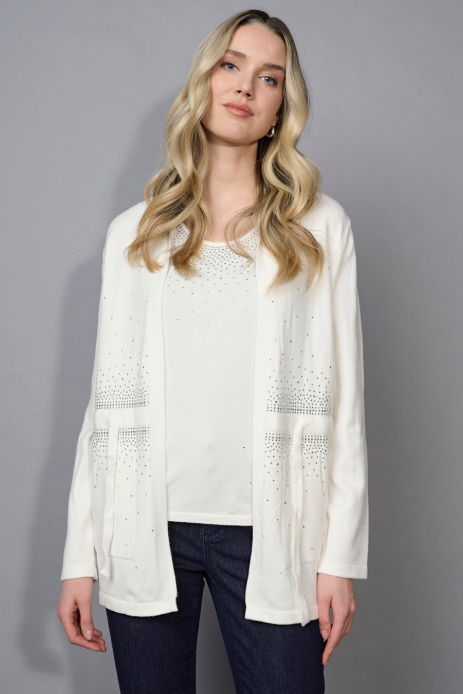 Rhinestone Drawstring Waist Jacket