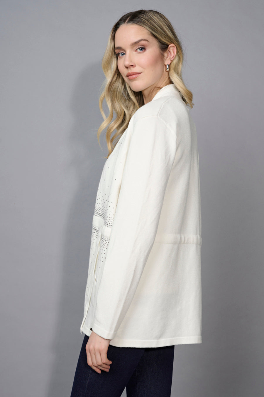 Rhinestone Drawstring Waist Jacket