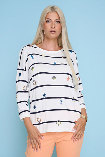 3/4 Sleeves Embellished Top