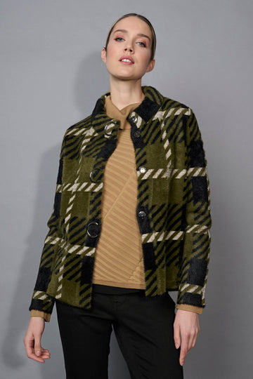 Short Plaid Embellished Jacket