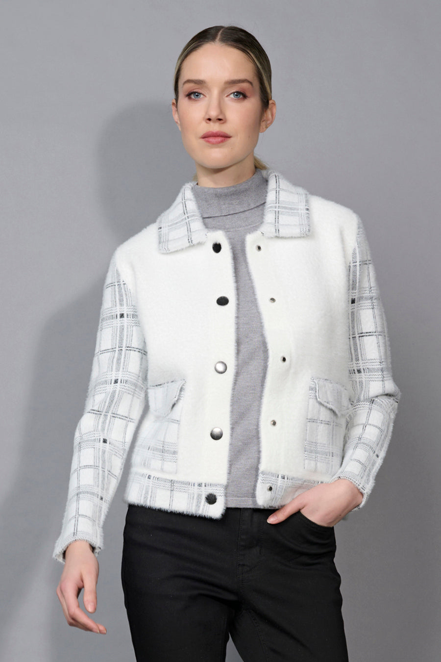Plaid Pockets Short Jacket