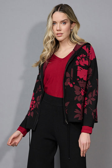 Embellished Zip-Front Hooded Jacket