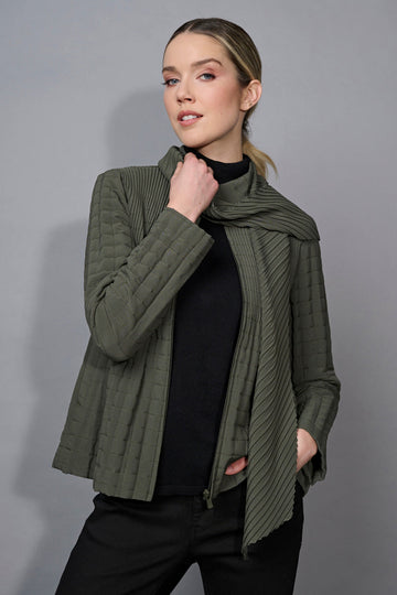 Pleated Jacket With A Scarf