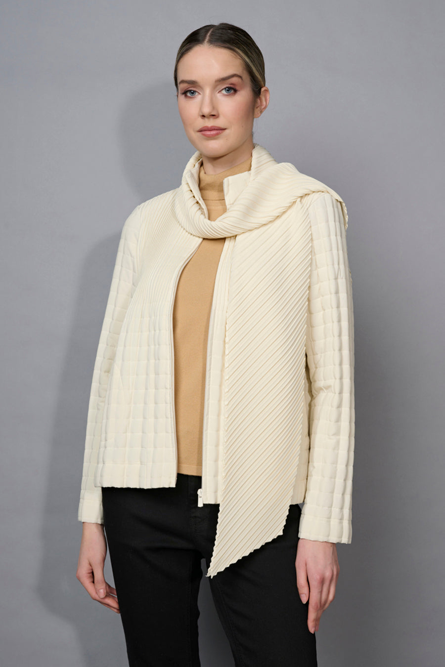 Pleated Jacket With A Scarf