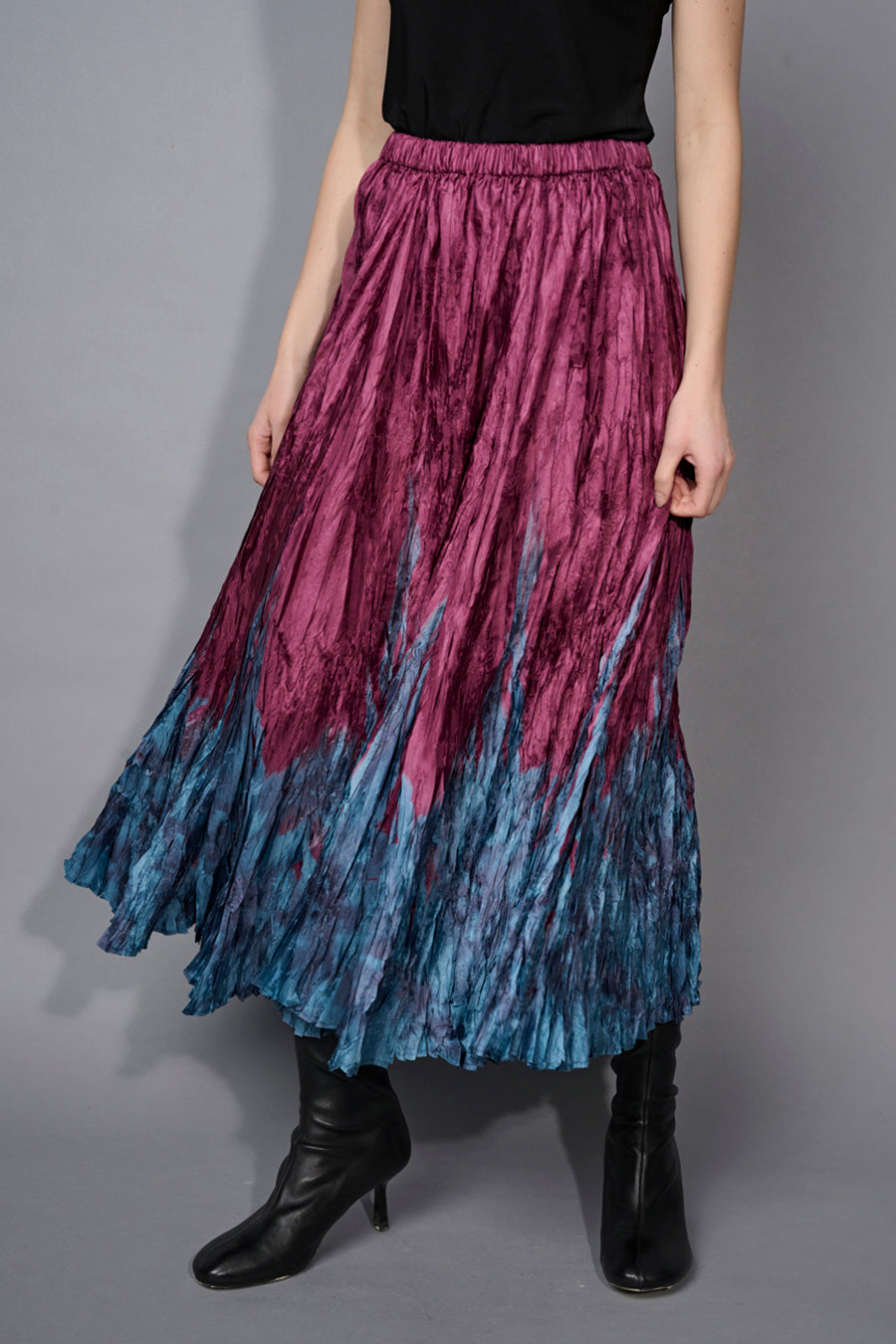 Printed Crinkled Long Skirt