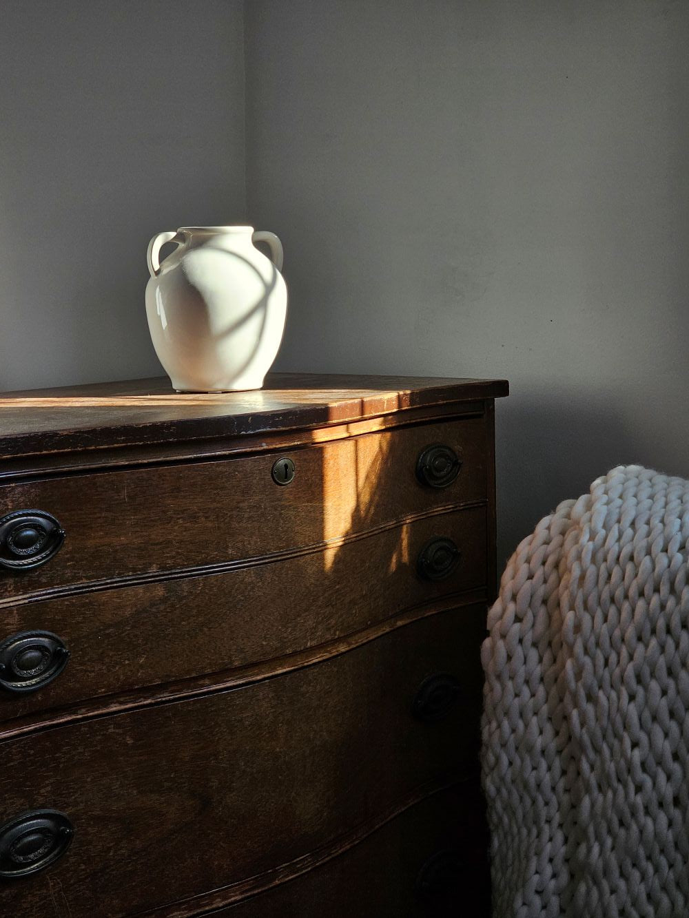 French Style White Vase with Handles