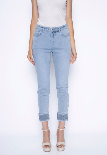 Fringed Embellished Ankle Length Jeans