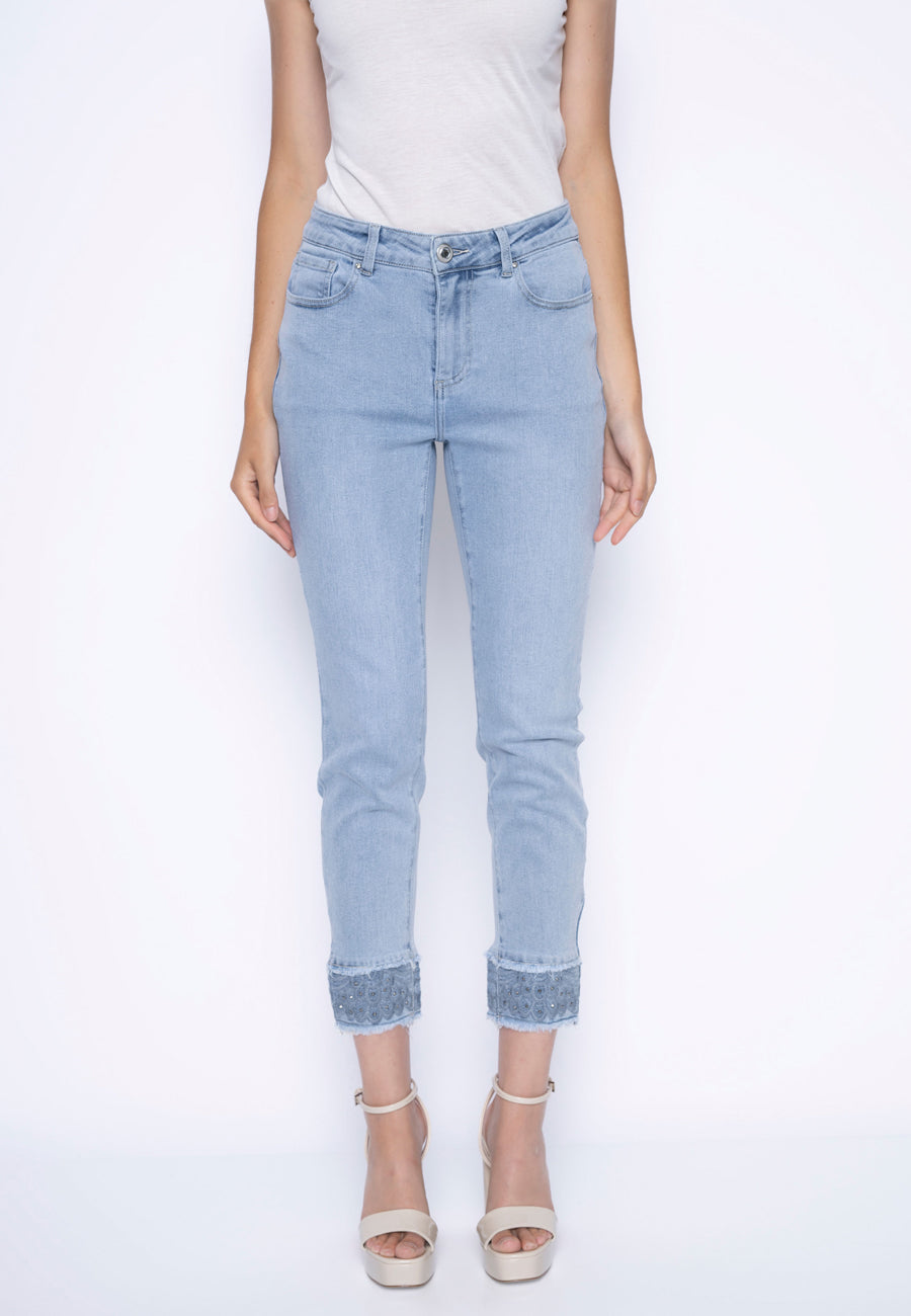 Fringed Embellished Ankle Length Jeans