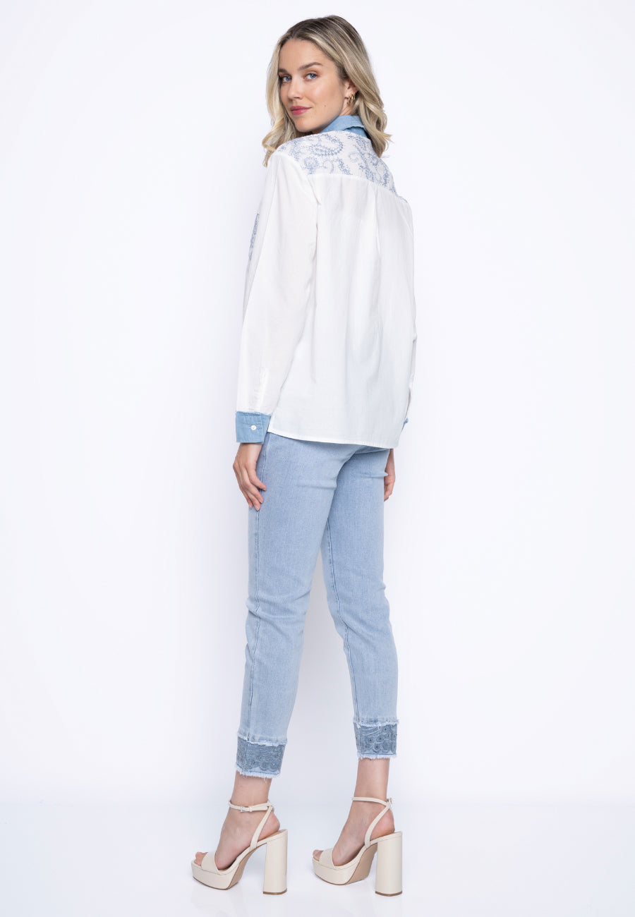 Fringed Embellished Ankle Length Jeans