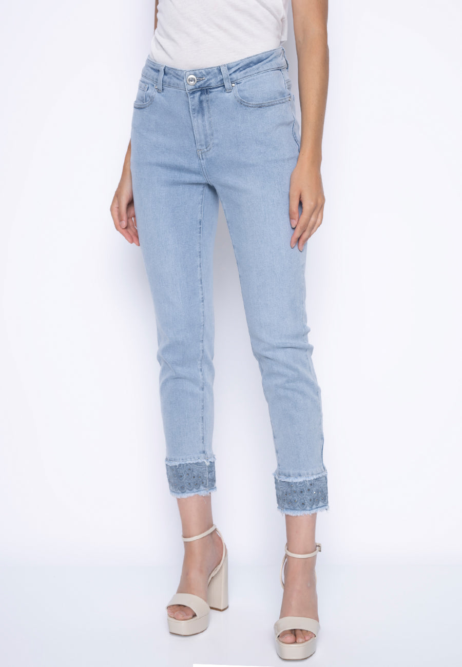 Fringed Embellished Ankle Length Jeans