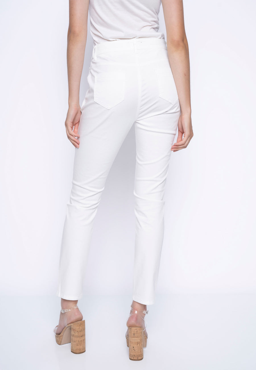 Lace Trim Regular Length Cuffed Pants